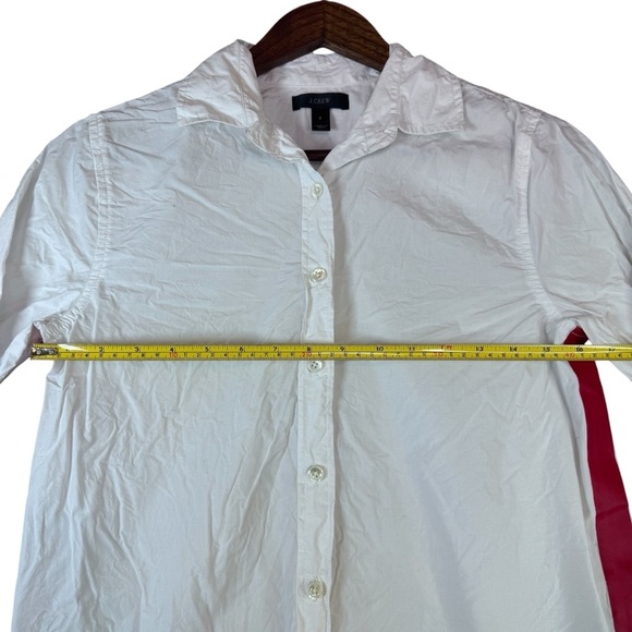 J. Crew Woman’s White Button Down Shirt with Red Accent Stripe - Picture 10 of 16